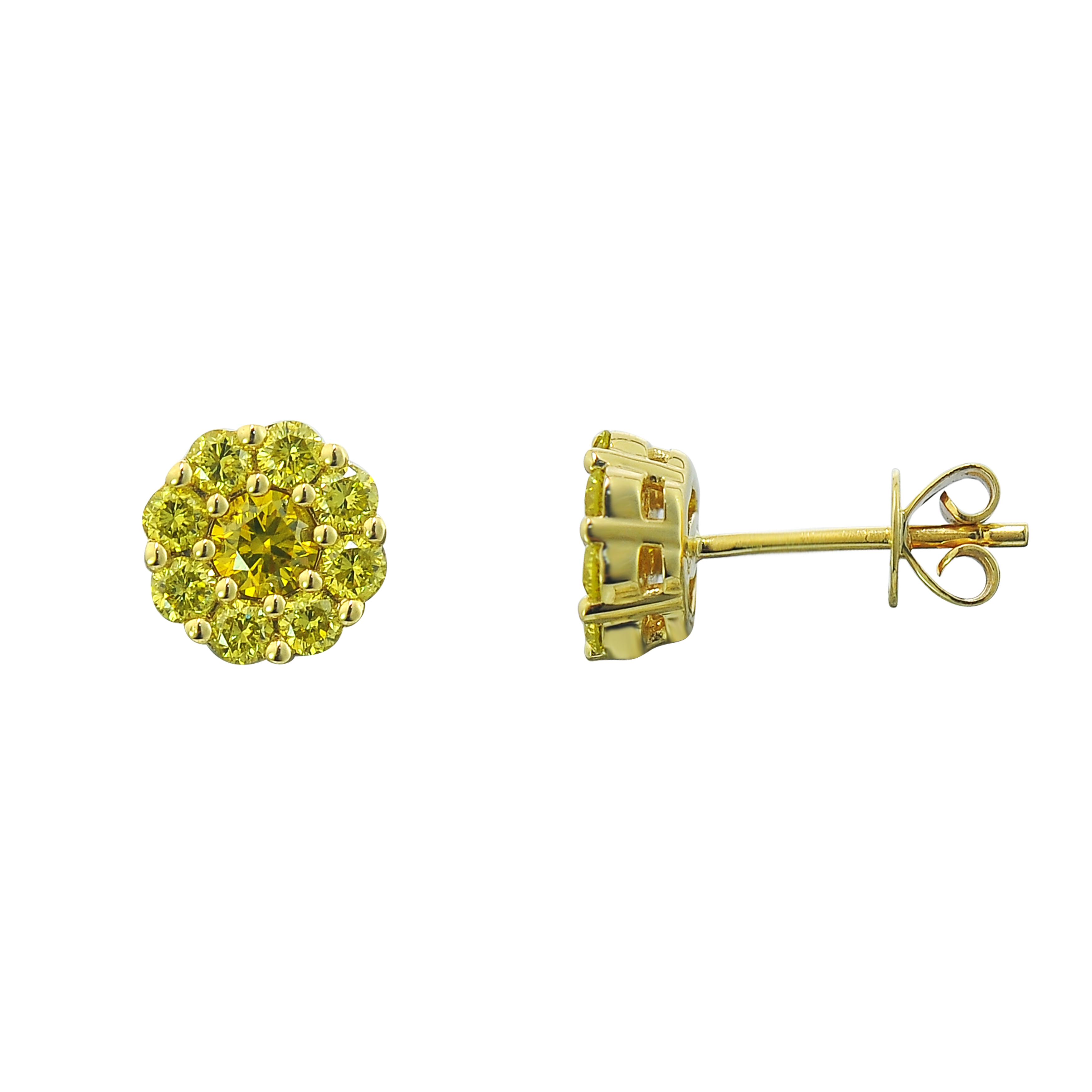 Canary Diamond Earrings 0.88 ct. 10K Yellow Gold 1.73 g